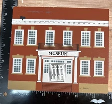 Vintage 1992 Signed Wooden Cats Meow Historical Museum Building Decor Piece