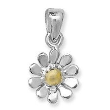 Sterling Silver Two Tone Daisy Pendant  Chain