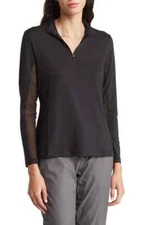 NWT X by GOTTEX Black Golf Tennis Long Sleeve Mock Shirt S M L & XL