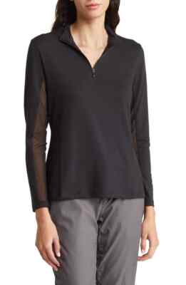 NWT X by GOTTEX Black Golf Tennis Long Sleeve Mock Shirt S M L & XL