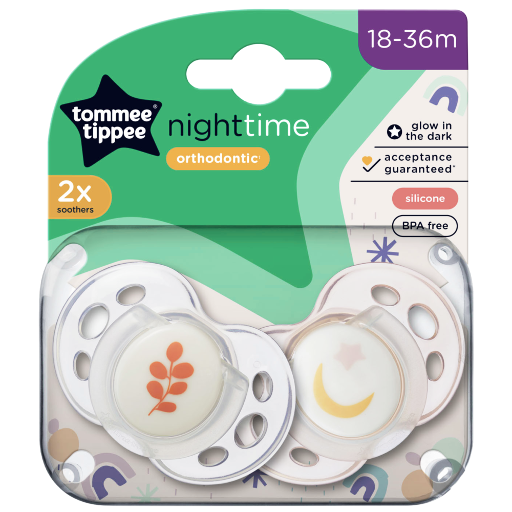 Tommee Tippee Night Time Orthodontic Soothers 18-36m Pack BPA