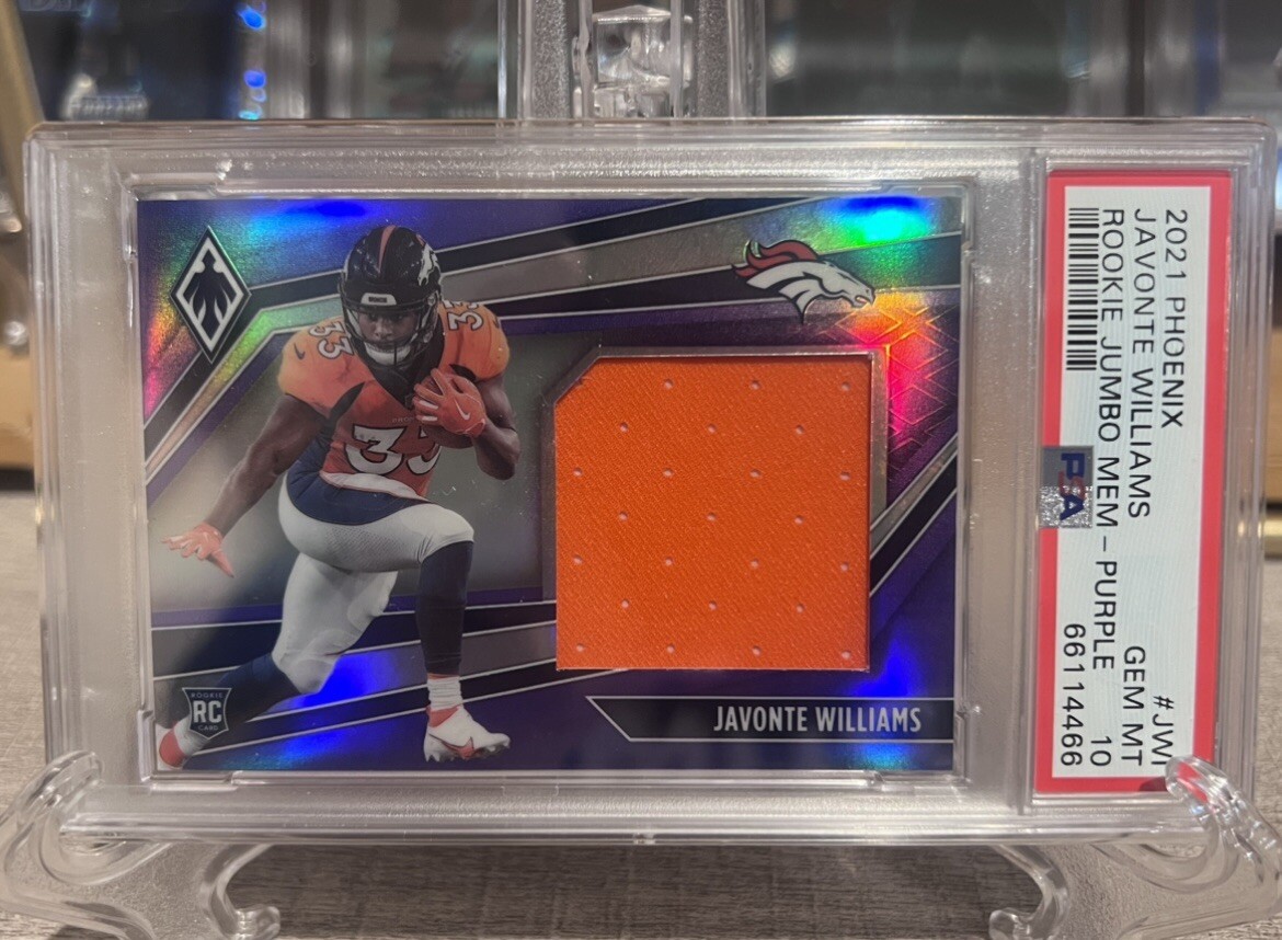 Javonte Williams Panini Phoenix Rookie Jumbo Memorabilia #JWI Purple