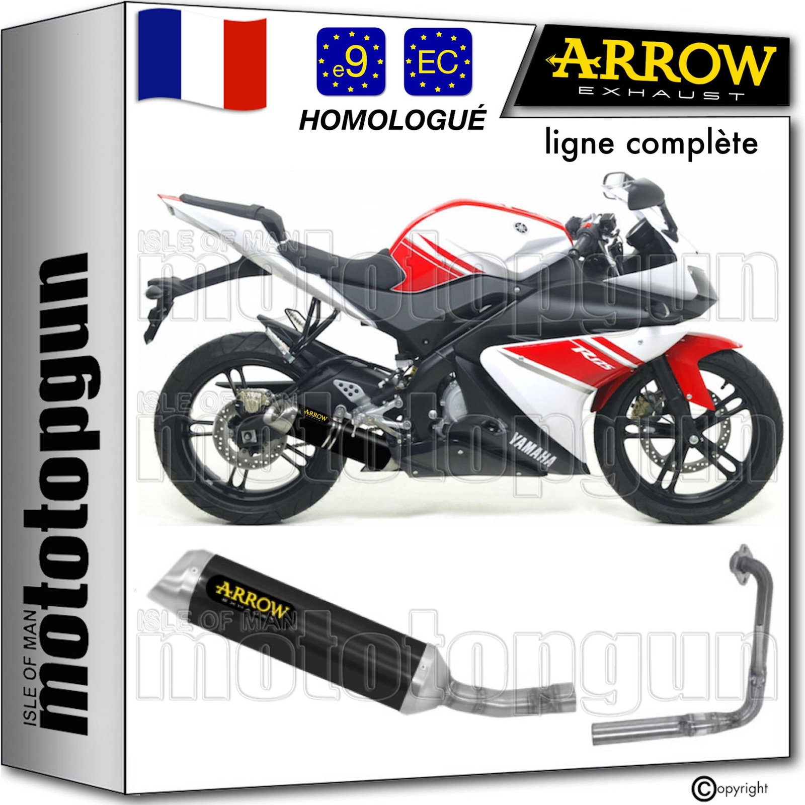 Ligne complete Arrow Thunder noire pour Yamaha YZF R125 2008 echappement homologue
