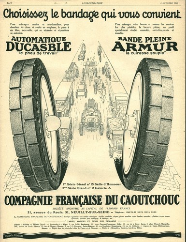 Publicité Ancienne Encadrée PNEUS BONNE ANNÉE - Format 15x18 Pouces - Occasion