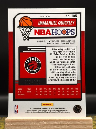 2023-24 Aros Stock Premium - Immanuel Quickly - Orange Ice Prizm - 112/125 - 105 - Imagen 2 de 2