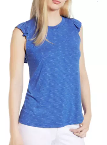 Gibson Bonita Ruffled Tank ROYAL SPDY STR XL NWT $39