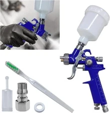 Mini HVLP Touch Up Spray Gun with 1 mm Nozzle, 125 cc Cup Gravity Feed Air Paint