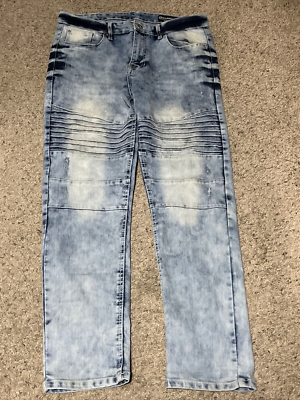 SOUTHPOLE ライトブルー デニム 36 Southpole Jeans Men 36x30 Skinny Fit Flex Light Sand Blue