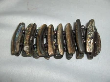 Vintage Abalone Long Shell Expandable Bracelet Green Pink Brown Beautiful NICE