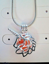 20" Unicorn Locket Necklace, With A Pearl Inside