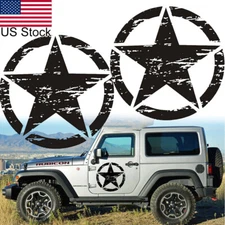 2x 20'' Black Distressed Army Star Military Side Body Hood Vinyl Decal Sticker