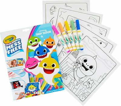 Crayola Baby Shark Color Wonder Coloring Book Pages & Markers, Gift for Kids NEW