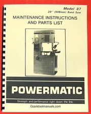 POWERMATIC Model 87 20" Band Saw Maintenance Service Parts Manual 0521