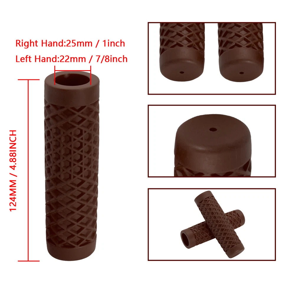 Empuñaduras de mano de 7/8" 1" manillar de goma marrón para Victory Gunner 2015 2016 2017 Foto 4 de 4