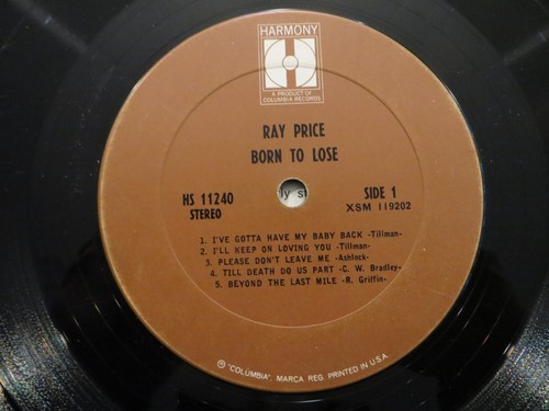 Ray Price – Born To Lose - 1967 - Harmony HS 11240 Vinyl LP VG/VG - Picture 4 of 5