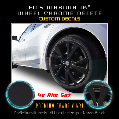 Fit 16-20 Maxima 18'' Wheels Rim x4 Chrome Delete Blackout Kit - Matte Black