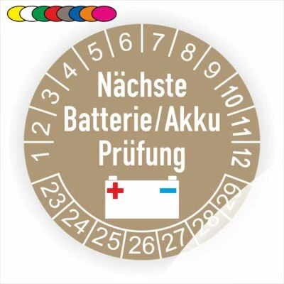 PRINTENGEL © Prüfplaketten Batterie Akku gewechselt Prüfung Wartung- Etiketten Ø:20-30mm