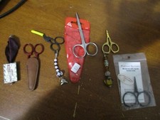 Lot of 5 Decorative Crafts, Sewing, Emboried Scissors Collection...d