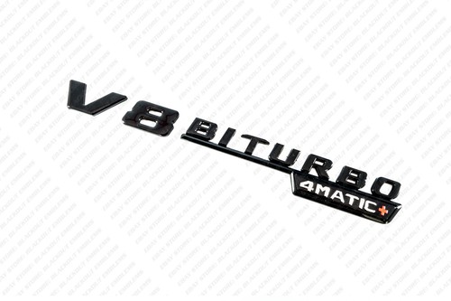 2X Gloss Black Fender Emblem Badge Logo for Mercedes-Benz V8 Biturbo 4Matic AMG - Foto 2 di 5
