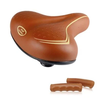 MADICKS SELLA MARRONE PER BICI CITY BIKE COMODA COMPLETA DI MORSETTO + COPPIA MANOPOLE