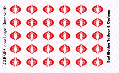 GI Joe Red Cobra Logo Waterslide Decals for action figures 10mm Wide