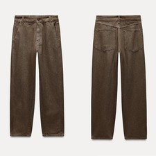 NWT New Zara The Tailored Barrel Brown Jeans Size 6