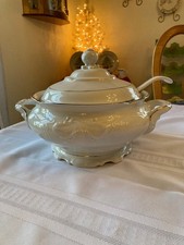 Walbrzych Platina Silver Trim Tureen Lid & Ladel 12.4" x 10" x ~7" tall