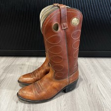 Vintage Acme Boots Buckaroo Brown Leather Cowboy Mens 10 D USA Made