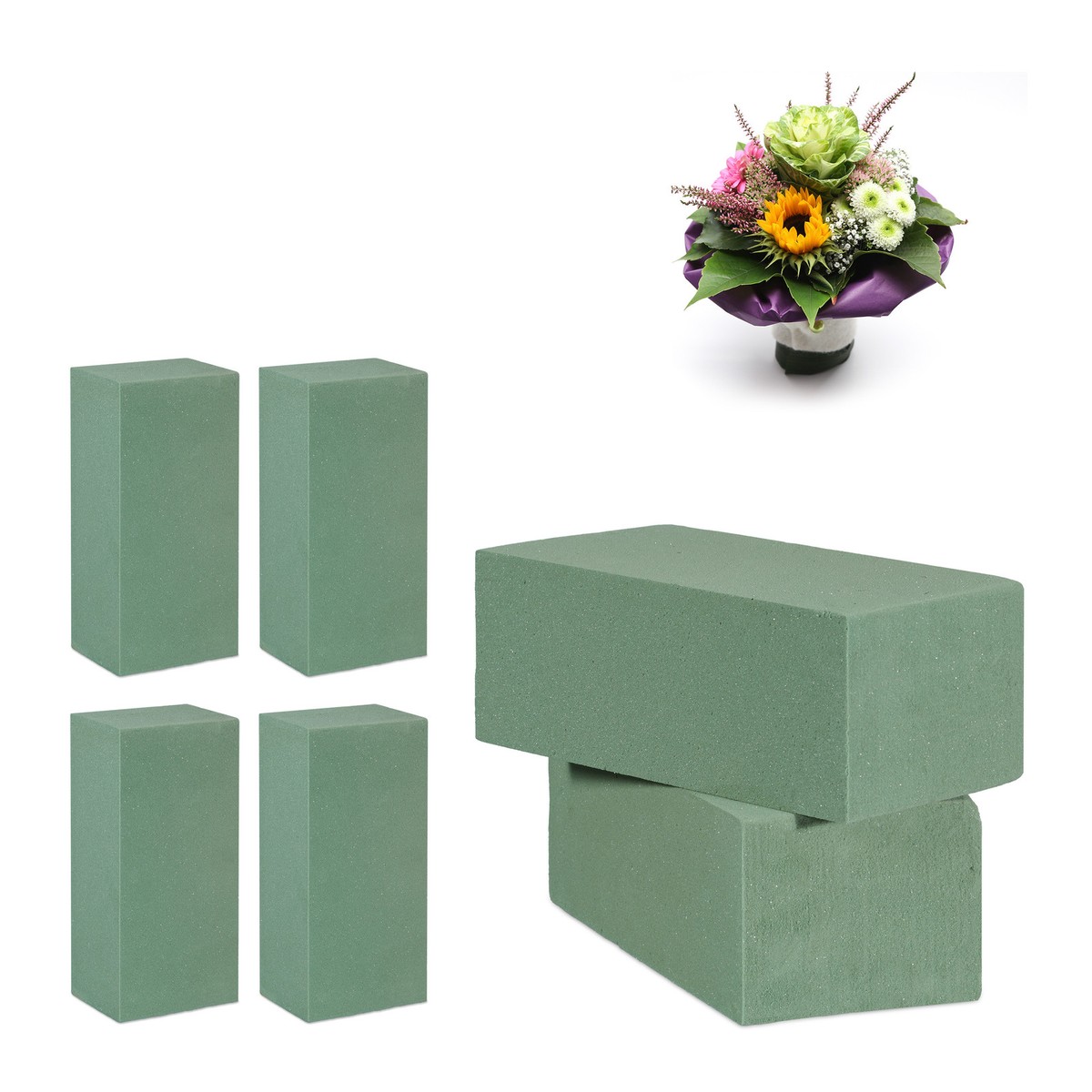 Spugna Per Fiori Verdi - 6 Pezzi Rotondi, 10x10x4 Cm, Per Fiori Freschi E Artificiali - Foto 3