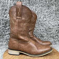 Rollda Kids Cowboy Western Boots Size 7 Brown Riding Rodeo Comfort Cheetah Print