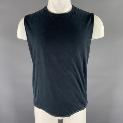 RAF by RAF SIMONS GRÖSSE S Marineblau Weiß Grafik Baumwolle Gefüttert Tank Top