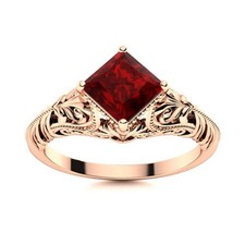 925 Sterling Silver Throat Chakra Natural Garnet Solitaire Ring Jewelry