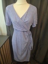 Seraphine Maternity Wrap Dress Size 12 Blue Polka Dot Tie Waist