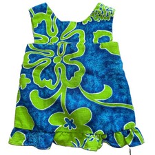 Vintage 1960s Kole Kole Hawaii Girls Size 1 Barkcloth DayGlo Mod Hawaiian Dress