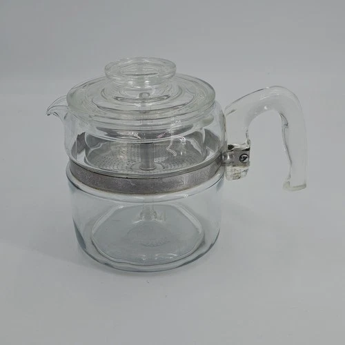 Vintage Pyrex Flameware Glass Stovetop Coffee Pot Percolator 2-4 Cup #7754
