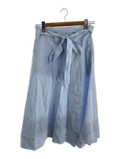 POLO RALPH LAUREN Long Skirt M Linen BLU Stripe