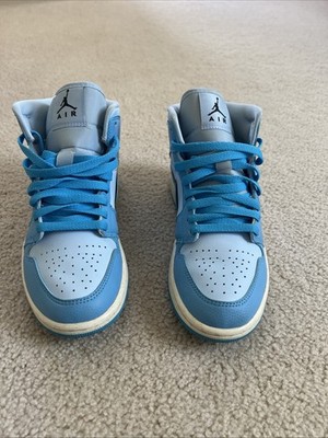 Women s Air Jordan 1 Mid Ice Blue/DK Powder Blue-Black Size 7