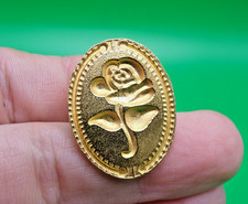 Modern Goldtone Metal Oval Framed Rose Sealing Wax Stamp Seal - NO HANDLE