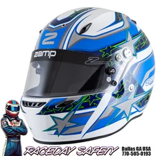 Zamp ZR-72 Graphic Helmet White/Blue/Light Blue---SnellSA2020/ FIA 8859-2015