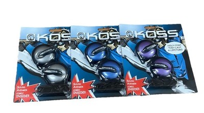 Koss SA1 SportClip Clip-On Ear Headphones Silver/Purple/Blue Vintage