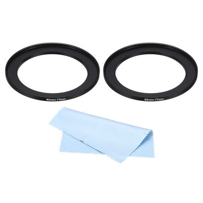 62mm-77mm Metall Step-Up-Ring mit Reinigungstuch 2Pcs Kamera-Objektivadapterring