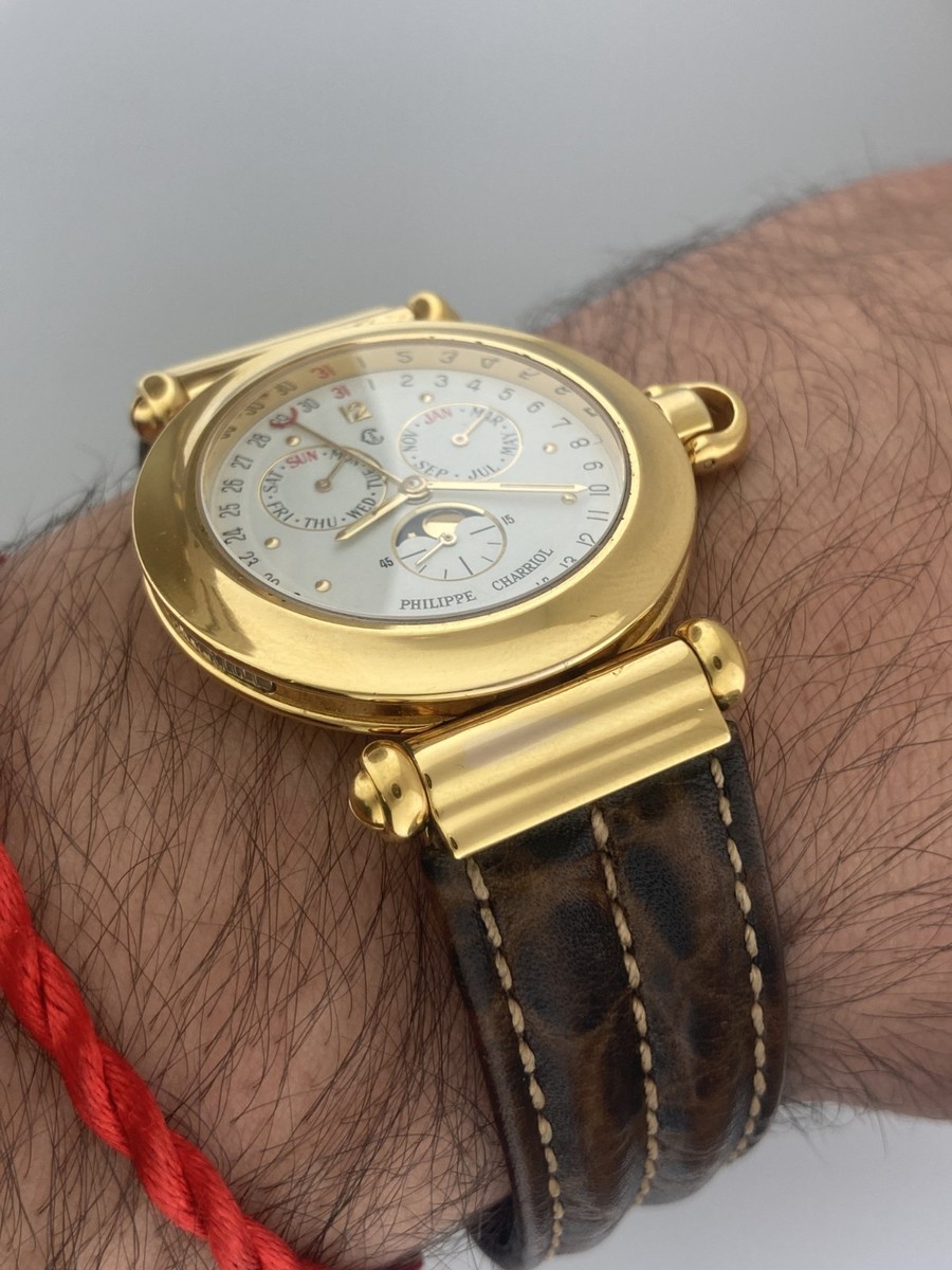 Philippe Charriol アナログ時計 ゴールド/ブルー Philippe Charriol 36mm 38.92.1539 Triple Calendar Moonphase