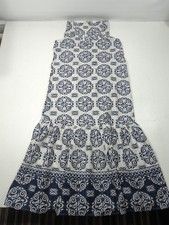 JDY Blue and White Bohemian Maxi Dress Size S Sleeveless Summer Dress cotton