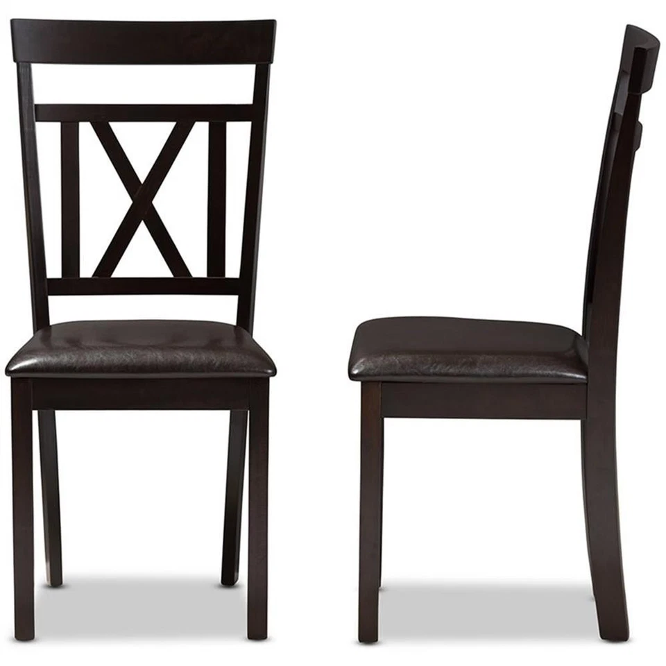 Silla auxiliar de comedor Baxton Studio Rosie en marrón (juego de 2) Foto 4 de 4