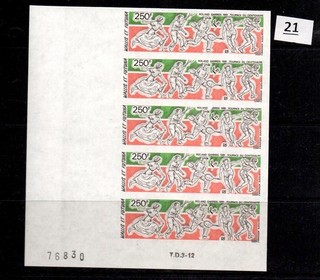 / WALLIS Y FUTUNA 1991 MNH IMPERF TENIS 5 SELLOS
