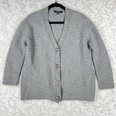 Quince 100% Mongolian Cashmere Boyfriend Cardigan Womens M Heather Gray Fishermn