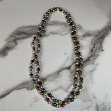 Multicolored Pearl Bead Style Necklace 54" Long Jewelry Gar1-54