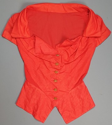 Vivienne Westwood Gold Label UK 10 rot Korsett-Look Bustier Bluse Top Vintage