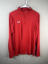Under Armour Pullover Mens L Red 1/4 Zip Long Sleeve Athletic Loose Fit