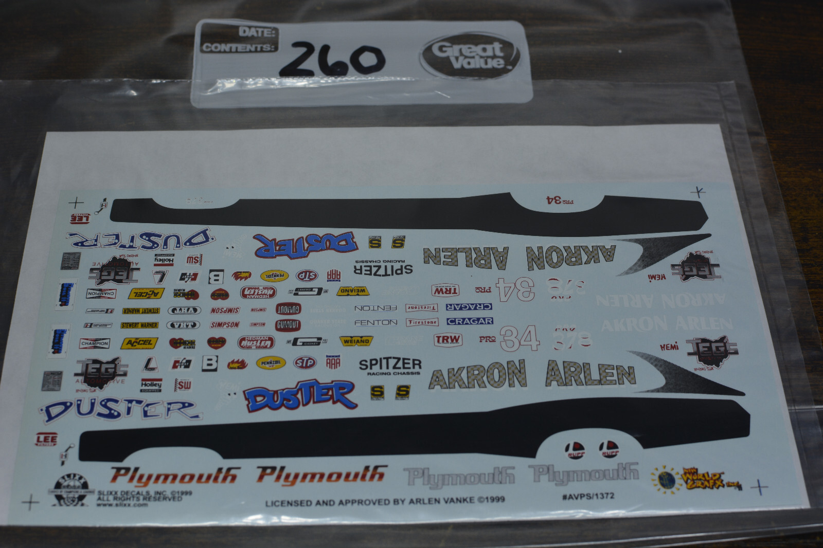 Slixx Decals 70's Plymouth Duster Cuda Arlen Vanke Racing Team Model